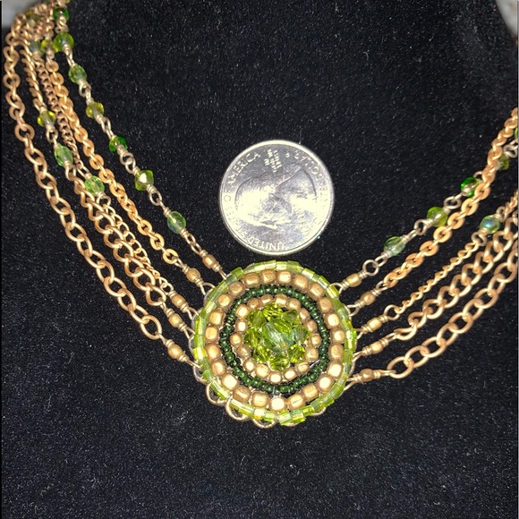 Vintage Choker Necklace with Green Peridot Stones - Picture 8 of 10